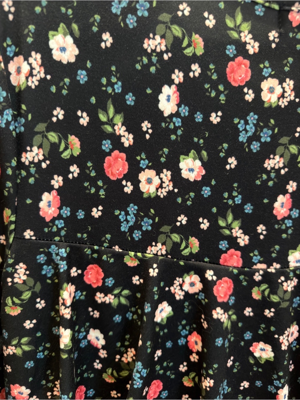 Nuggles floral Tiered Black Dress with Pink Flowers - Picture 4 of 7